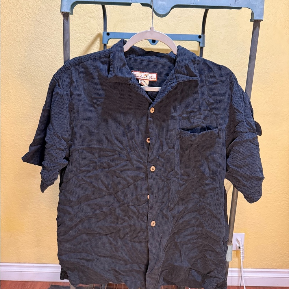 Men's Casual Button Down Shirt - Black